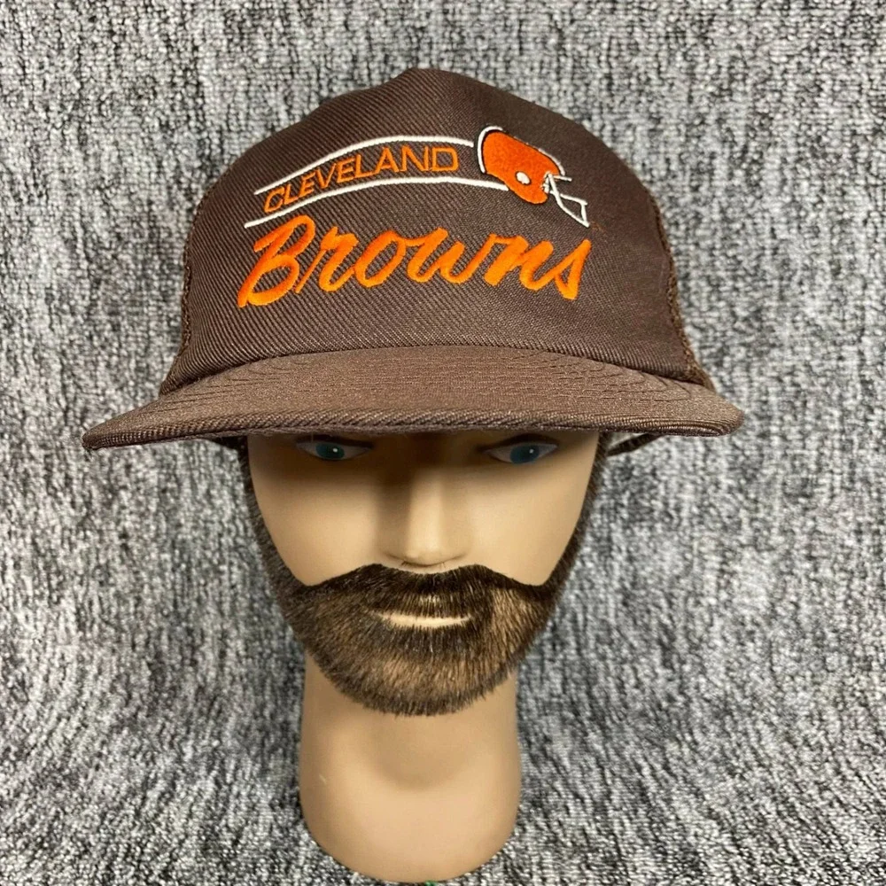 Vtg 80s Cleveland Browns Annco Professional Model Trucker Snapback Hat Cap Mesh